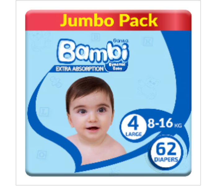 Sanita Bambi Baby Diaper Jumbo Pack Size 4 Large 816 kg 62 pcs - Zoom Image 2