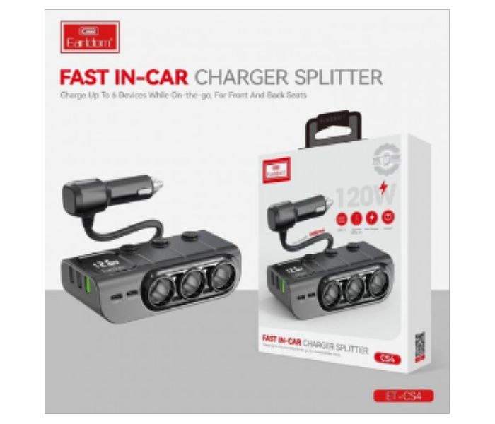 Earldom CS4 120w fast in car charger splitter - Zoom Image 1