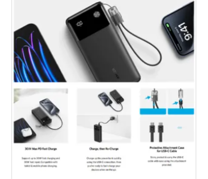 Anker PowerBank 30W 20000mAh A1384H11  Black - Zoom Image 3