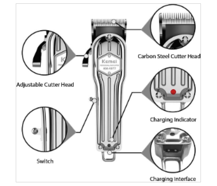 Kemei KM 1977 Hair Clipper - Zoom Image 2