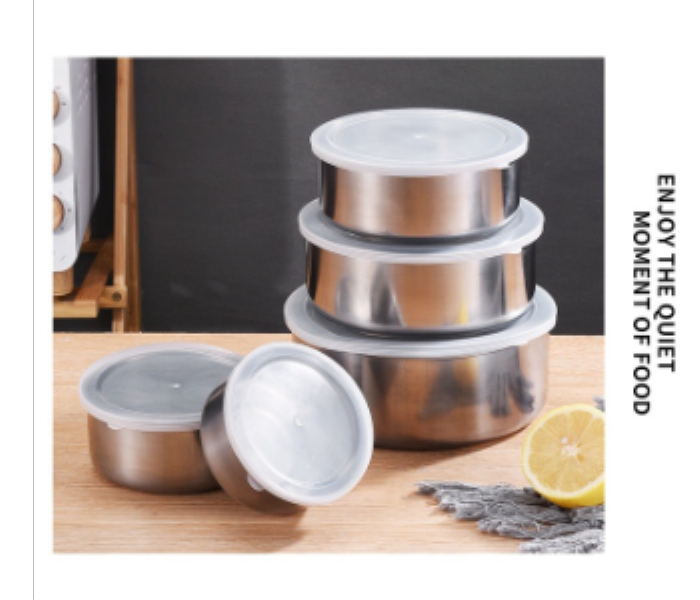 3 Pcs Stainless Steel Food Storage Container Bowl with Lid for Kitchen - Zoom Image 3