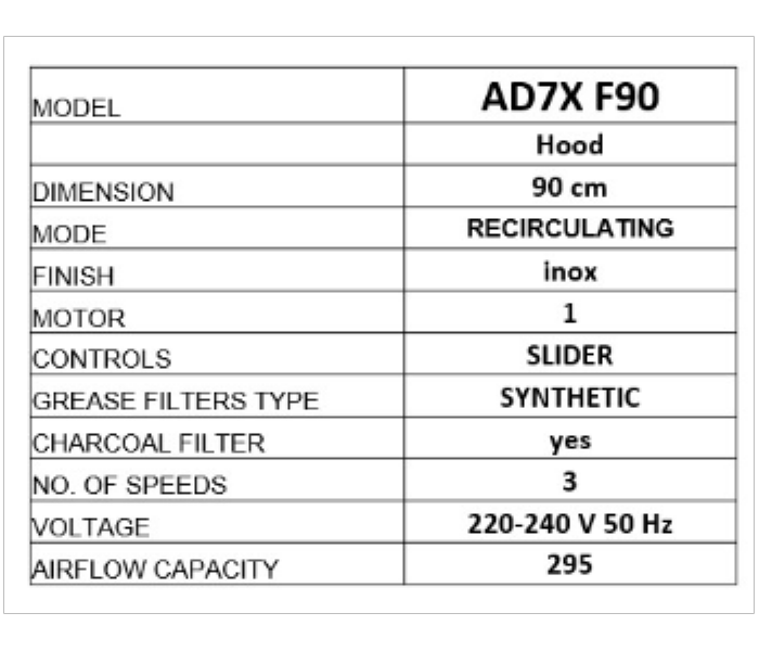 ALGOR Built Under Traditional Hood 90 cm - Zoom Image 3