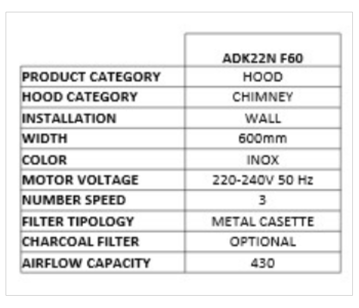 ALGOR Wall Mounted Chimnney Hood 60 cm - Zoom Image 3