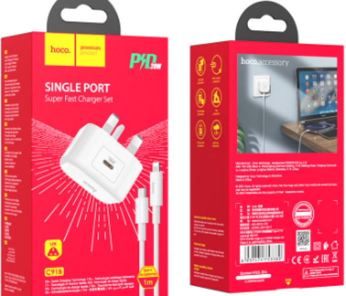 Hoco Single Port Super Fast Charger Set For iPhone C91B - Zoom Image