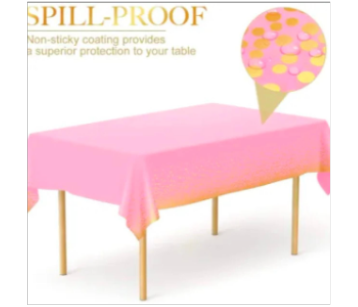 Pink Table Cover With Gold Dots Confetti - Zoom Image