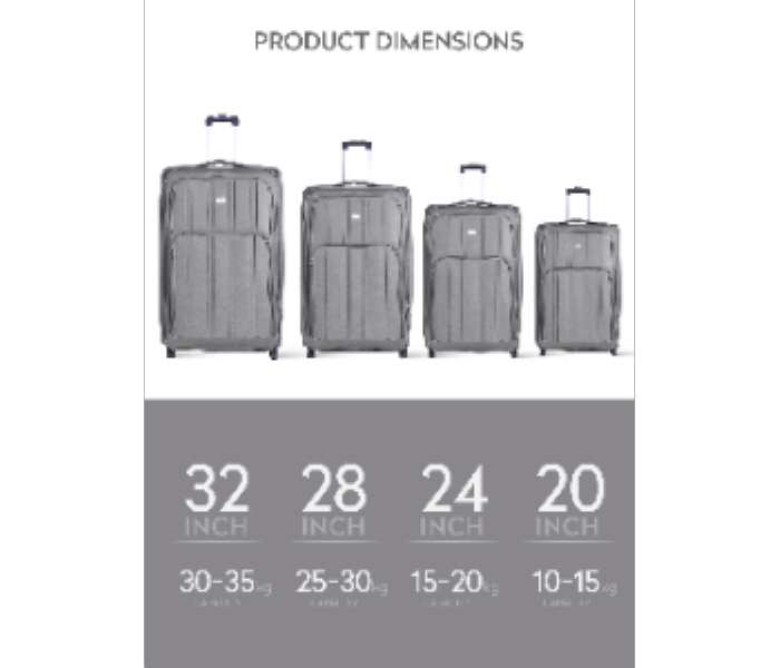 Abraj 4 Pieces Soft Trolley Luggage Bags Set GREY - Zoom Image 5