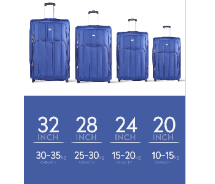 Abraj 4 Pieces Soft Trolley Luggage Bags Set BLUE - Zoom Image 5