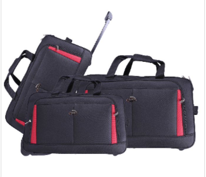 ABRAJ Light weight 2 Wheel trolley Duffle Bag 3pcs BLACK - Zoom Image 1