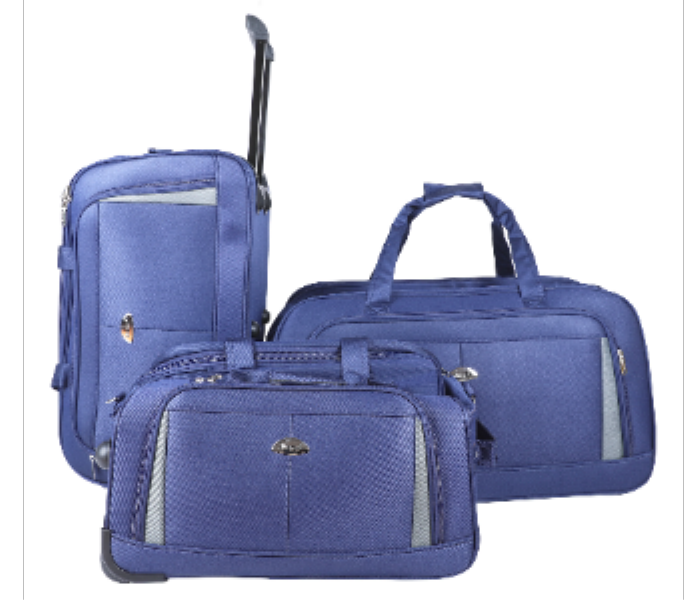 ABRAJ Light weight 2 Wheel trolley Duffle Bag 3pcs NAVY - Zoom Image 1