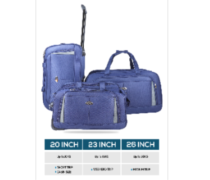 ABRAJ Light weight 2 Wheel trolley Duffle Bag 3pcs NAVY - Zoom Image 5