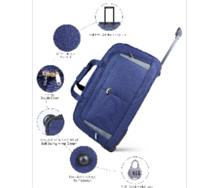 ABRAJ Light weight 2 Wheel trolley Duffle Bag 3pcs NAVY - Zoom Image 2