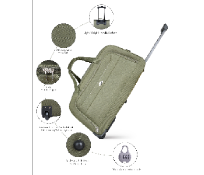 ABRAJ Light weight 2 Wheel trolley Duffle Bag 3pcs ARMY GREEN - Zoom Image 2