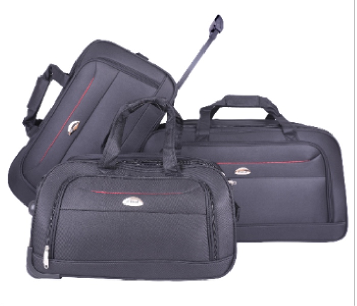 ABRAJ Light weight 2 Wheel trolley Duffle Bag 3pc BLACK - Zoom Image 1