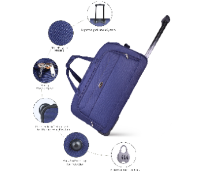 ABRAJ Light weight 2 Wheel trolley Duffle Bag 3pc NAVY - Zoom Image 2