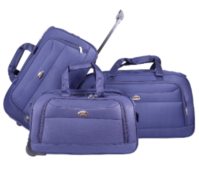 ABRAJ Light weight 2 Wheel trolley Duffle Bag 3pc NAVY - Zoom Image 1