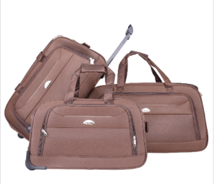 ABRAJ Light weight 2 Wheel trolley Duffle Bag 3pcs COFFEE - Zoom Image 1