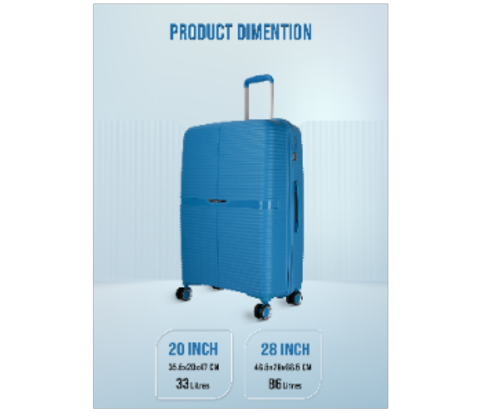 Para John 2 Piece Polypropylene Hard side Spinner Luggage Trolley Set Blue - Zoom Image 2