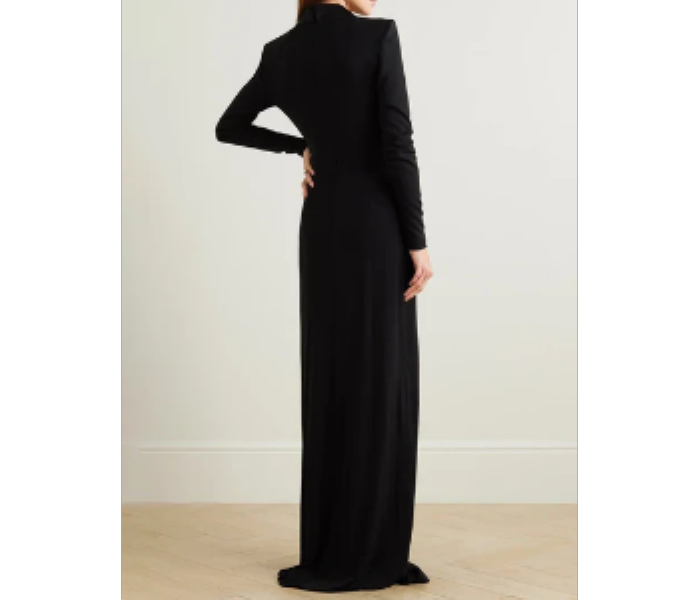 Long Sleeves Skinny Solid Color Deep V Neck Maxi Dresses - Zoom Image 2