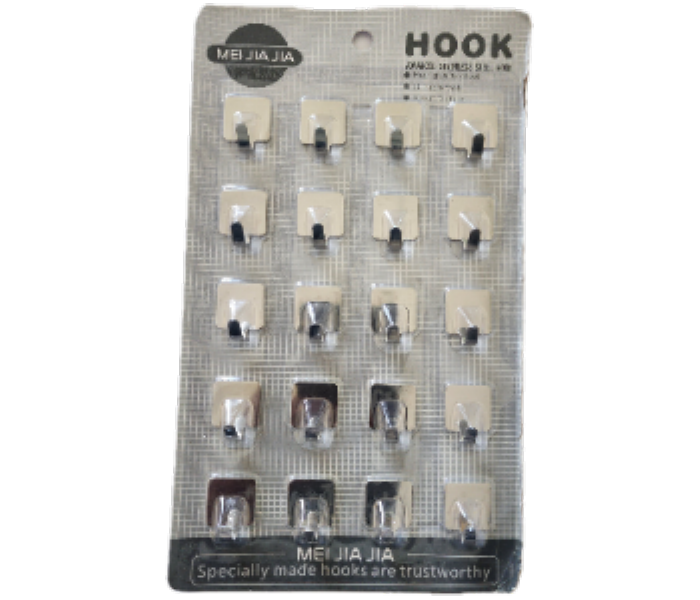 NSH1008 SS Self Adhesive Hook for Wall Kitchen Accessories Clothes Hanging Photo Frame 2.5 Kg 20 Pcs - Zoom Image