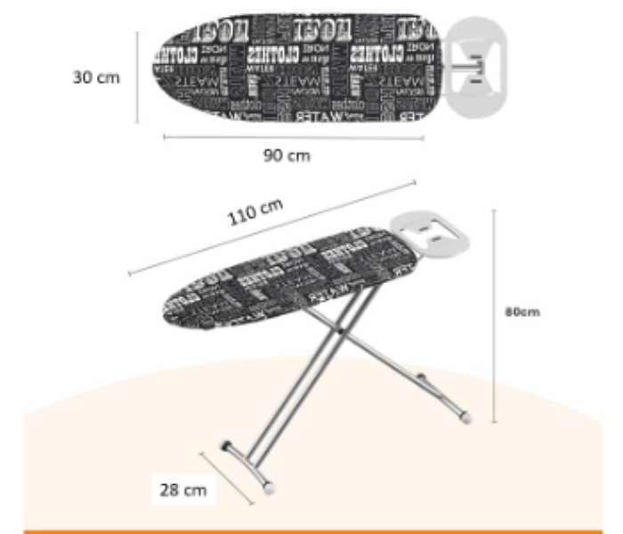 NIB1001 Ironing Table Black Anti Slip Feet Heat Resistant Sturdy 3 Leg Design Surface 90x30cm - Zoom Image 5