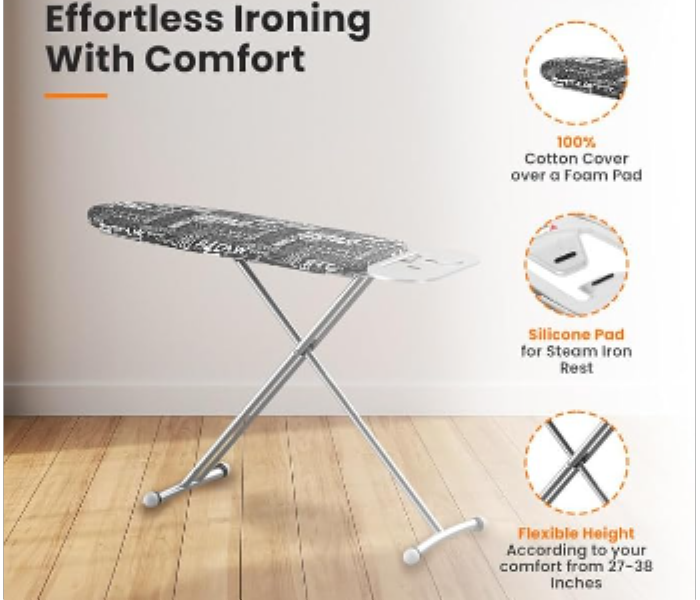 NIB1001 Ironing Table Black Anti Slip Feet Heat Resistant Sturdy 3 Leg Design Surface 90x30cm - Zoom Image 3