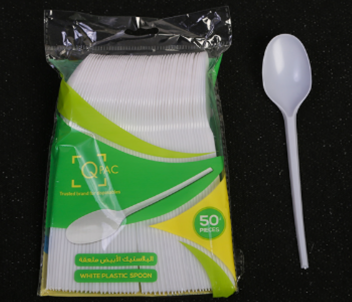 Q PAC PLASTIC SPOON WHITE 50 PCS ONE PACK - Zoom Image