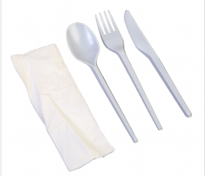 Plastic Cutlery Set White Q Pac 25 Piece Package - Zoom Image