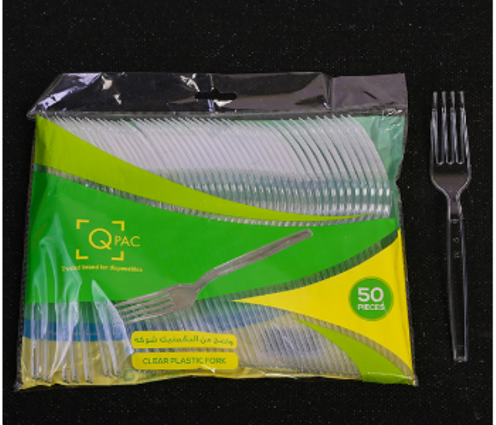 Q PAC PLASTIC FORK CLEAR 50 PCS ONE PACK - Zoom Image 1