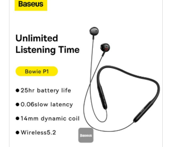 Baseus Bowie P1  Neckband Wireless Earphones Black - Zoom Image 3