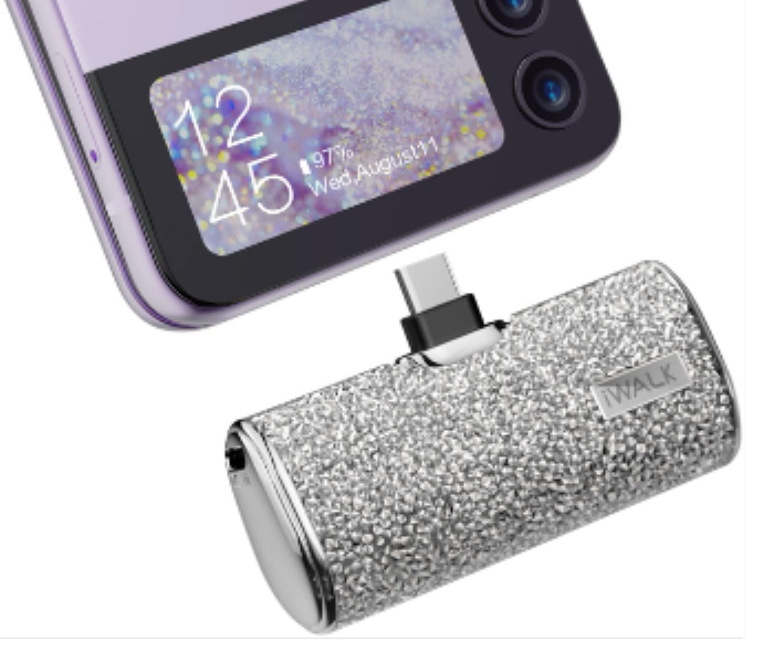 LINKPOD 4S iWALK Ultra Compact Cute Shiny Battery Pack Silver - Zoom Image 1