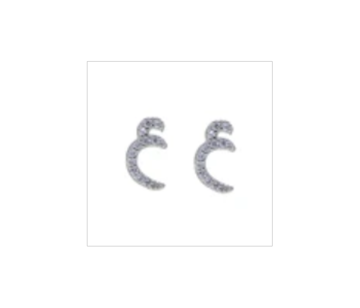 Sterling Silver Arabic Letter Earring AIN For Women - Zoom Image