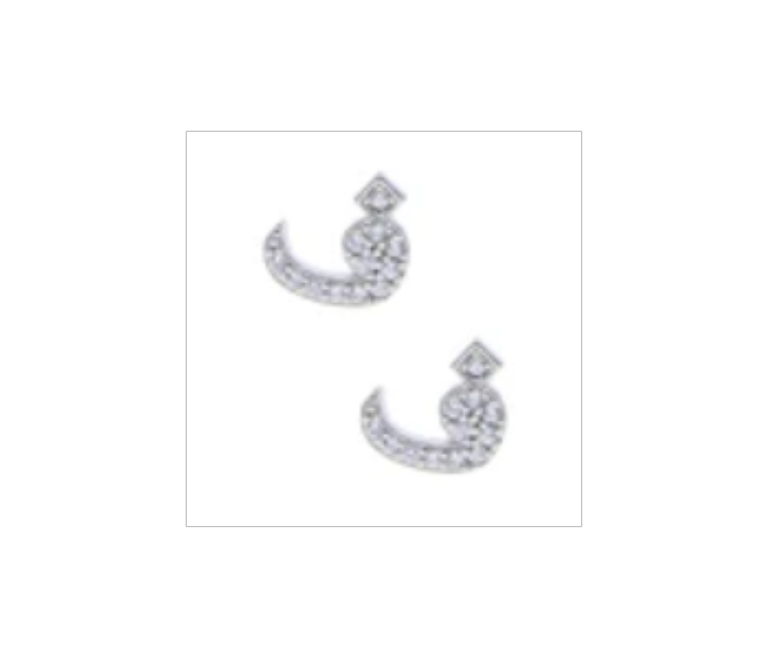 Sterling Silver Arabic Letter Earring F for Women - Zoom Image