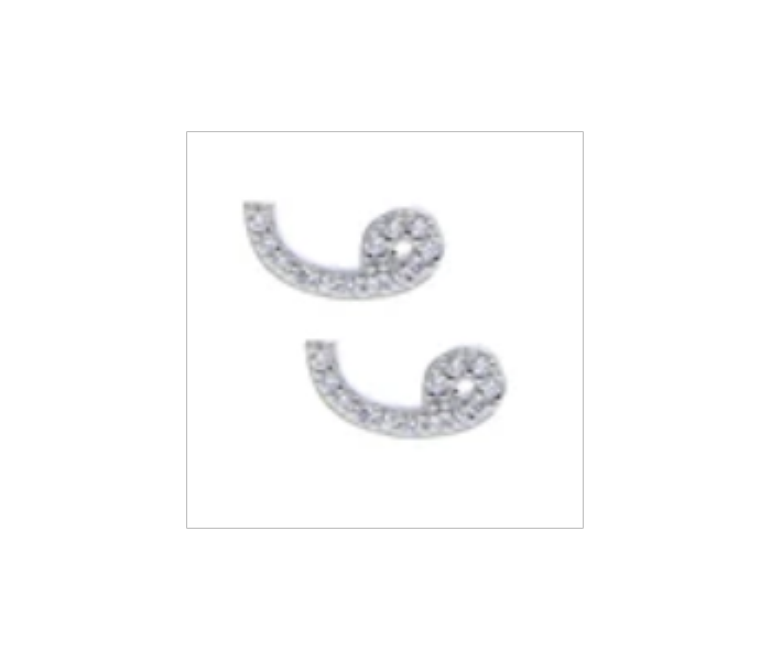 Sterling Silver Arabic Letter Earring W for Women - Zoom Image