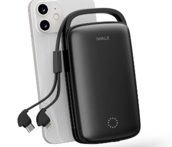 JUMBO Black iWALK Power Bank with Built in USB C and Lightning Cable - Zoom Image 1