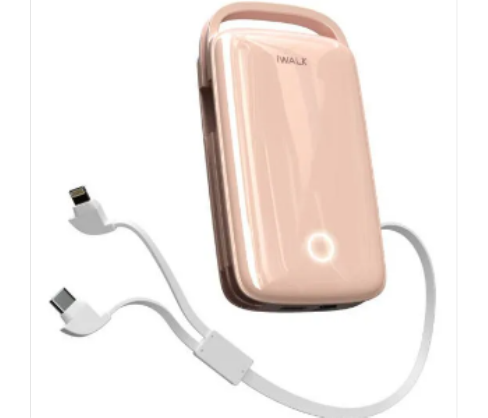 JUMBO Pink iWALK Power Bank with Builtin USB C and Lightning Cable - Zoom Image 1