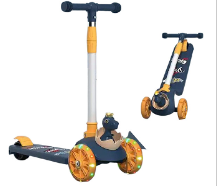 Masaar T002  2 in 1 Foldable Children s 3 Wheel Scooter with LED Wheel Blue and Yellow - Zoom Image