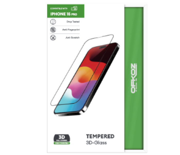 Ofkoz Screen Protector Temprred 3D Glass for iPhone 15 - Zoom Image 2