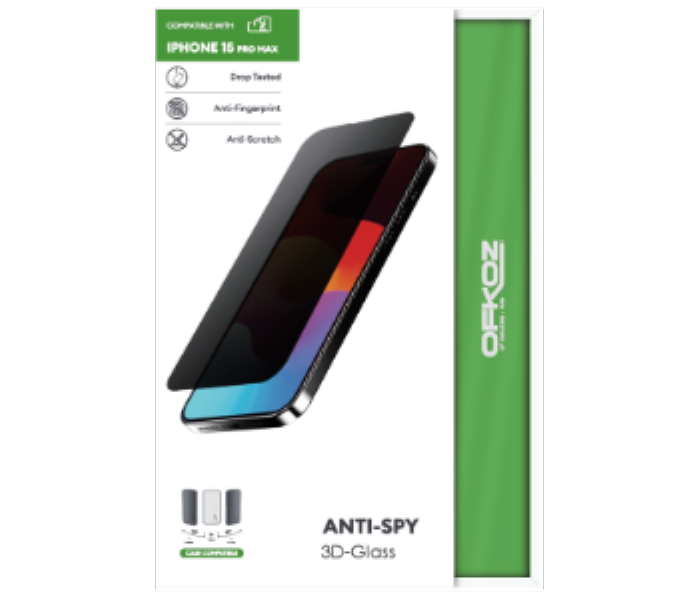 Ofkoz Screen Protector AntiSpy 3D Glass for iPhone 15 - Zoom Image 2