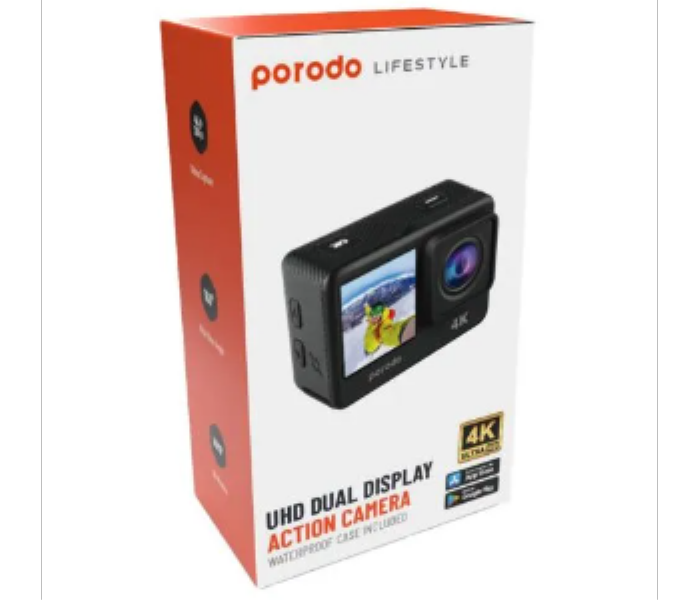 Porodo  Fully Waterproof UHD Action Camera Dual Display With Video Stabilisation - Zoom Image 3