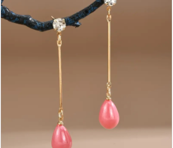 Faux Pearl Long Dangle Earrings Trendy Earrings Great Holiday Birthday Gift color pink - Zoom Image