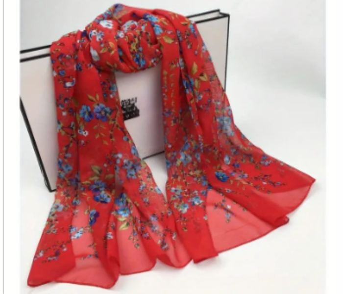 Elegant Polyester Floral Scarf Perfect for Summer Outings - Zoom Image