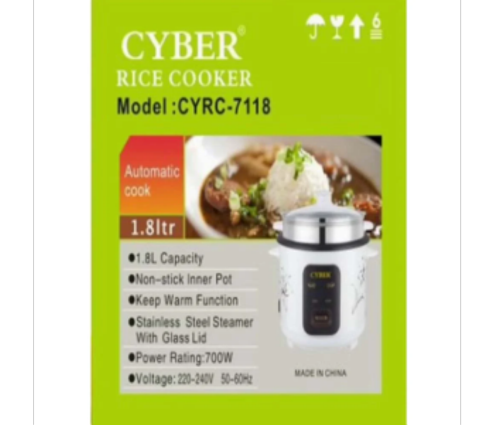 Cyber Automatic Rice Cooker 3 in 1 Functions Automatic  1.8L CYRC 7118 700W - Zoom Image 3