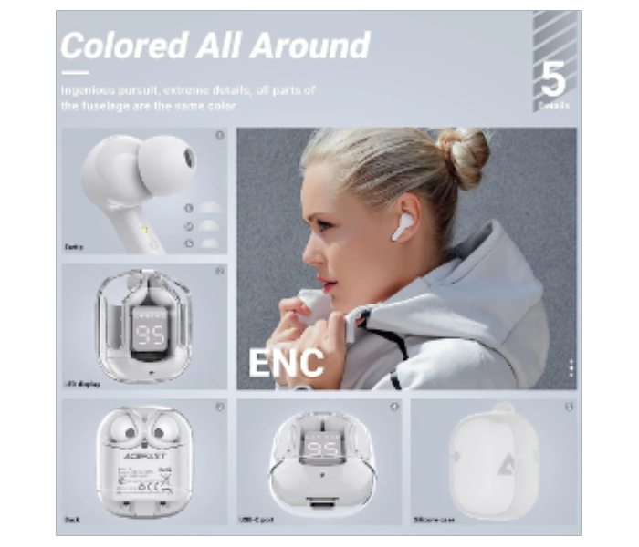 Wireless Earbuds Bluetooth Headphones with ENC Noise Canceling with case - Zoom Image 3