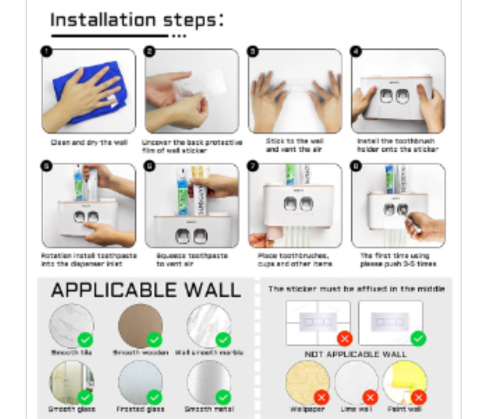 Wekity Toothbrush Holder Multifunctional Wall Mounted Space and  Squeezer Kit with Dustproof Cover - Zoom Image 5