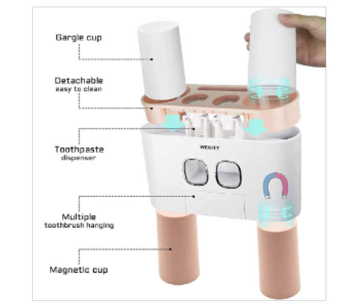 Wekity Toothbrush Holder Multifunctional Wall Mounted Space and  Squeezer Kit with Dustproof Cover - Zoom Image 4