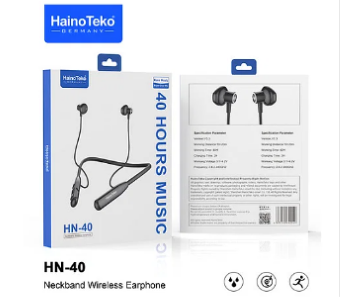 HainoTeko Germany HN40 Neckband Wireless Earphone With Super Clear Mic and High Bass Sound Quality - Zoom Image 2