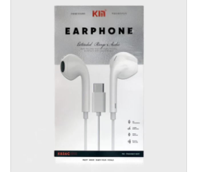 Kin Shake K826 Type C Earphones Premium Sound - Zoom Image