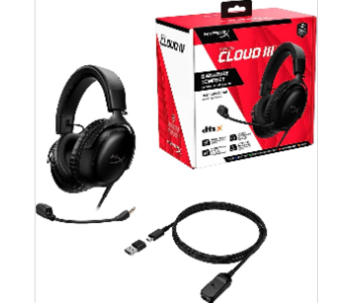 HyperX Cloud III Gaming Headset Wired Black Signature Comfort Legendary Sound - Zoom Image 2