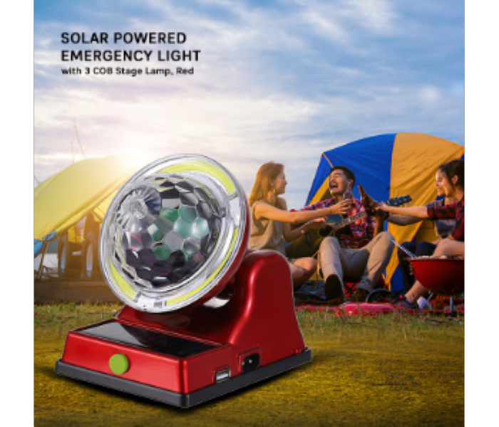 Solar Powered Emergency Light with 3 COB Stage Lamp  Red - Zoom Image 2