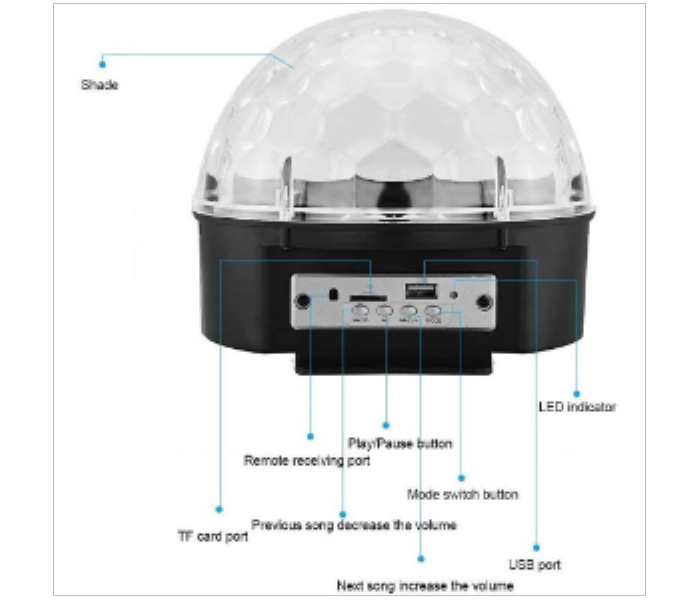 Disco LED Stage Light Crystal Magic Ball Lamp  Portable Wireless Bluetooth Speaker - Zoom Image 8